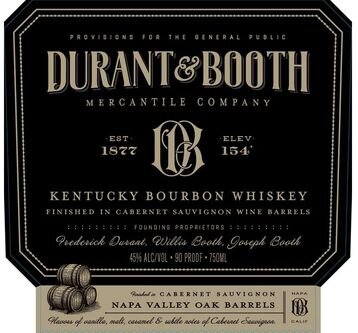 Durant & Booth 5 Years Old Kentucky Bourbon Whiskey Finished In Cabernet Sauvignon Wine Barrels