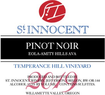 St. Innocent Pinot Noir Temperence Hill Vineyard Eola-Amity Hills