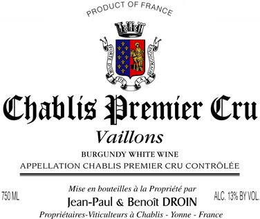 Jean-Paul & Benoit Droin Chablis 1er Cru Vaillons