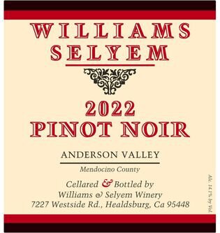 Williams Selyem Pinot Noir Anderson Valley