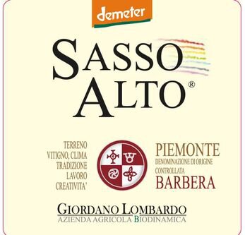 Giordano Lombardo Sasso Alto Barbera Piemonte