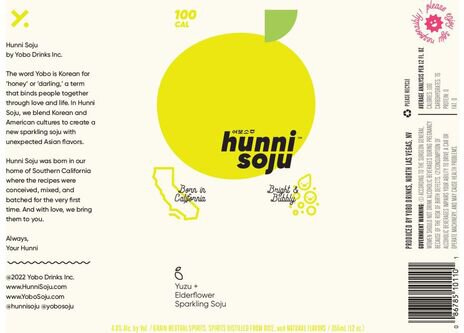 Hunni Soju Yuzu + Elderflower Sparkling Soju