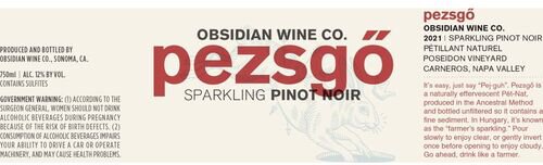 Obsidian Wine Co. Sparkling Pinot Noir Petillant Naturel Pezsgo Poseidon Vineyard Carneros