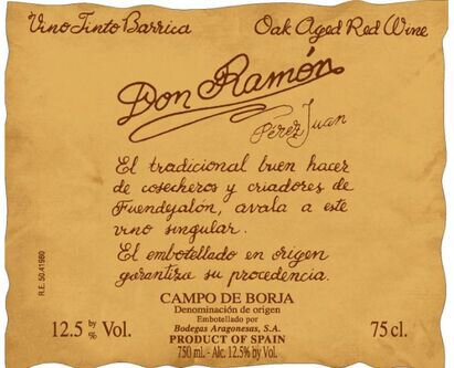 Don Ramon Perez Juan Campo de Borja Oak Aged Vino Tinto Barrica