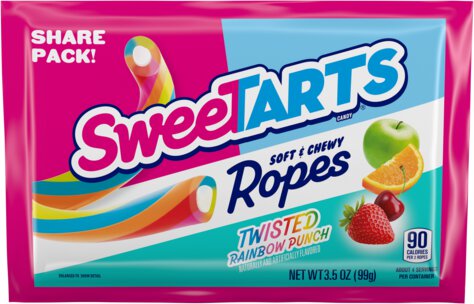 Sweettarts Ropes Twisted Rainbo Punch Soft & Chewy Candy