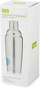 Cocktail Shaker Vacuum Insulated w/Cap & Strainer