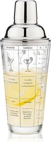 True Brands - Cocktail Shaker w/ Recipes (14oz)