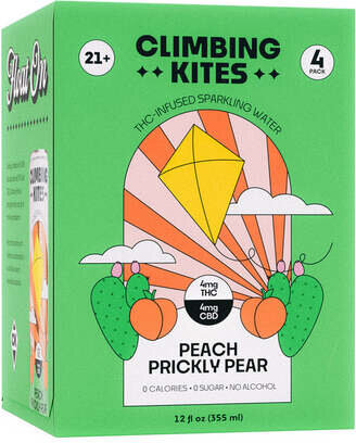 Climbing Kites Peach Prickly Pear 10mg THC Sparkling Water