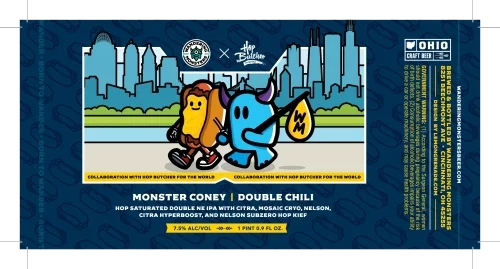 Wandering Monsters Hop Butcher Collab Monster Coney Double Chili Hazy IPA