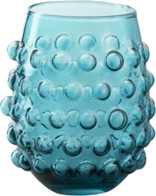 Hobnail Aqua Stemless Wine Glass