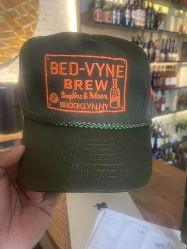 Bed Vyne Brew Trucker Hat Olive & Neon Orange