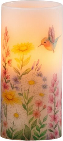 Led Wax Candle Birds & Floral