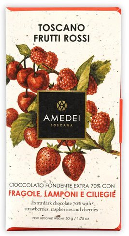 Amedei Toscano Red, Dark Chocolate w/ Red Fruit, 50g