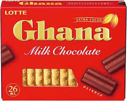 Lotte Ghana Milk Chocolate Pack Byte Size 26 Pieces Pack Individual Wrapped Japan