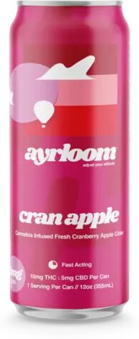 Ayrloom Cran Apple Hemp 10 mg THC Sparkling Water