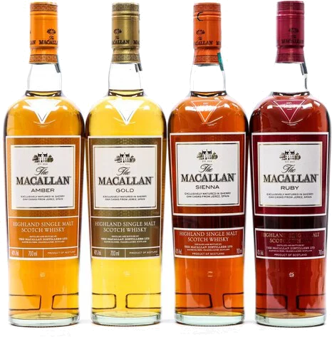 Macallan 1824 Series Set of 4 Bottles: Ruby, Sienna, Amber, Gold (4 x 700ml)