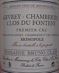 Bruno Clair Gevrey Chambertin 1er Cru Clos du Fonteny Monople 2021 (750ml)