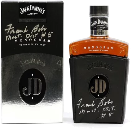 Jack Daniel's Monogram Tennessee Whiskey Box and Bottle Signed by Frank 
