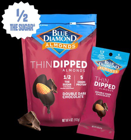 Blue Diamonds Thin Dipped Almonds Double Dark Chocolate