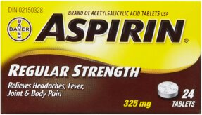 Bayer Genuine Aspirin 325mg Pain Reliever Fever Reducer Coated Tablets