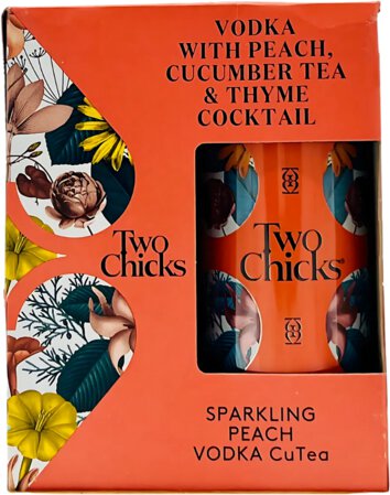 Two Chicks (CuTea) Peach, Cucumber Tea, and Thyme 355ml, 4-Pack CANS