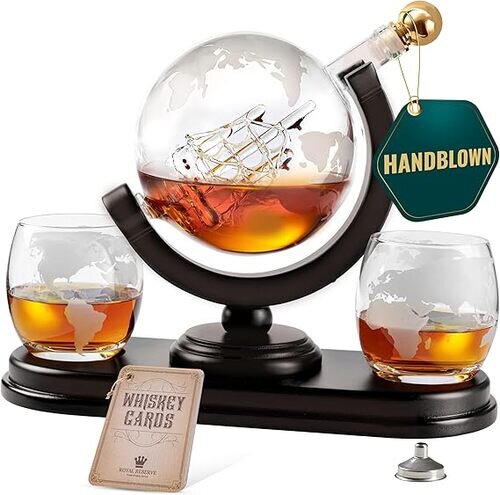 Globe Decanter w 2 glasses