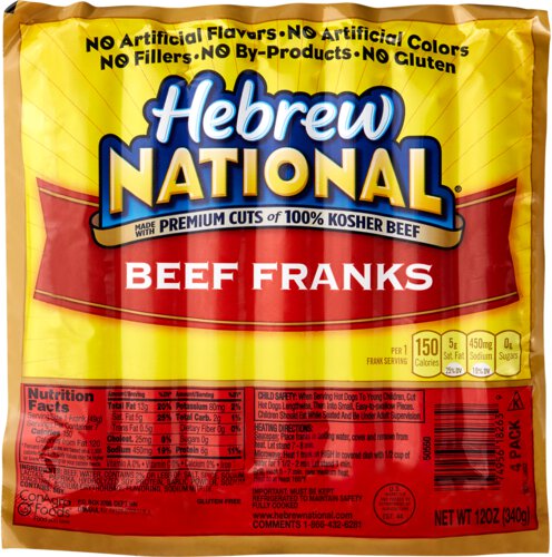 Hebrew Nation Beef Franks Hot Dogs