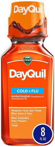Vicks Dayquil Cold & Flu Relief Liquid Medicine Non Drowsy Powerful Multi Symptom Daytime Relie
