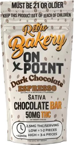 Retro Bakery Dark Choc Espresso Chocolate Bar 5mg THC