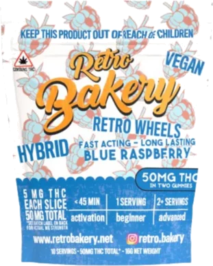 Retro Bakery Blue Raspberry Gummy Wheels 5mg THC