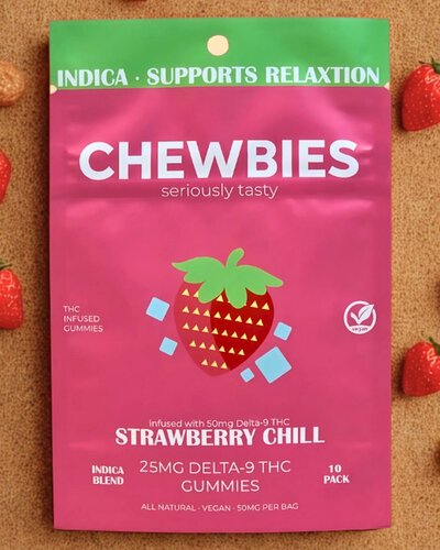 Chewbies 25mg Strawberry Chill Indica Gummies – 10-Pack