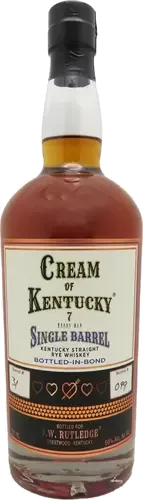 J.W. Rutedge Cream of Kentucky Single Barrel BIB Straight Rye Whiskey 7 Year Old
