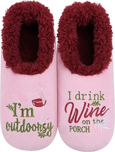 Snoozies I'm Outdoorsy, I Drink Wine On the Porch Slippers