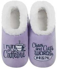 Snoozies I Run On Caffeine, Chaos and Cuss Words Slippers