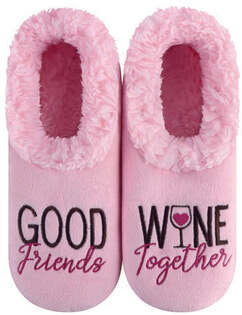 Snoozies Good Friends Wine Together Slippers