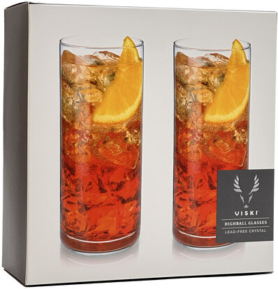 True Brands Viski Crystal Highball Glasses Set Of