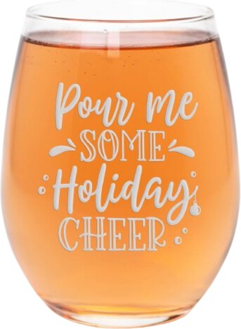 Pour Me Some Cheer Stemless Glass With Gift 3sl1008