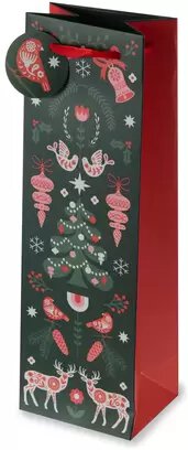 Scandinavian Holiday Single Wine Gift Bag