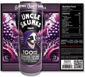 Uncle Skunks Grape 100mg THC Craft Soda