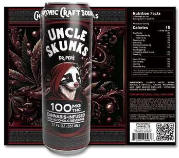 Uncle Skunks Dr Pepe 100mg THC Craft Soda