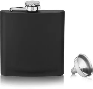 SAVOY 6 oz Stainless Steel Flask with Funnel in Matte Black