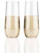 SAVOY STEMLESS CHAMPAGNE GLASES   set of 2 -10 Oz