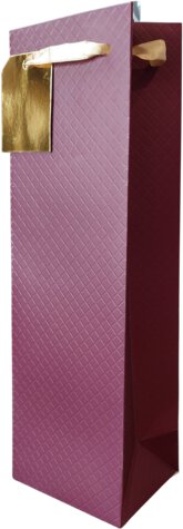 Burgundy Quilted Faux Leather Single Gift Bag