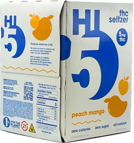 Hi5 Peach Mango 5mg THC Seltzer Can