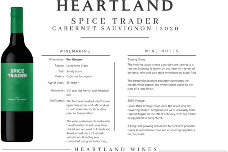 Heartland Wines Cabernet Sauvignon Spice Trader Langhorne Creek