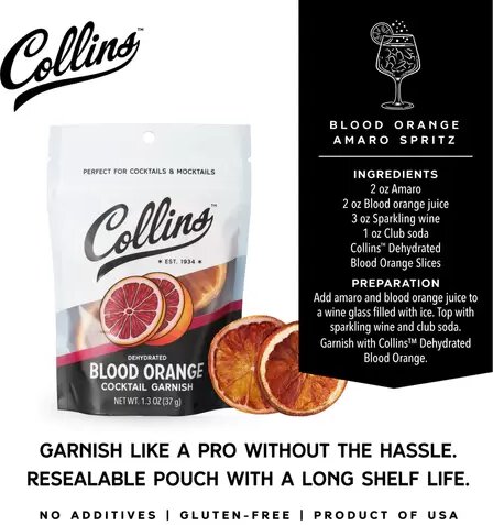 Collins Blood Orange Dehydrated Fruit Cocktail Garnish
