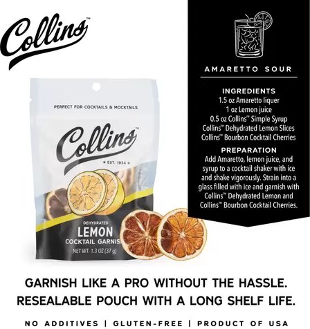 Collins Dehydrated Lemon Cocktail Garnish