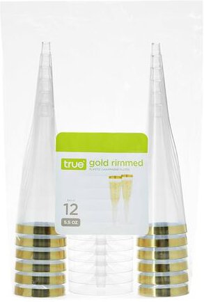 Gold Rimmed Glasses Champagne Plastic By Truebrands
