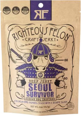 Righteous Felon Jerky Seoul Survivor Korean Bbq 2oz Bag