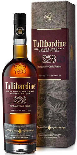 Scotch Whiskey Single Malt Highlands 228 Burgundy Cask Finish Tullibardine